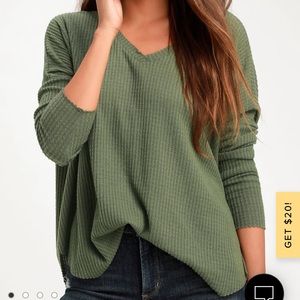 Lulu’s Oversized Waffle Long Sleeve Shirt Light Pink Size Small